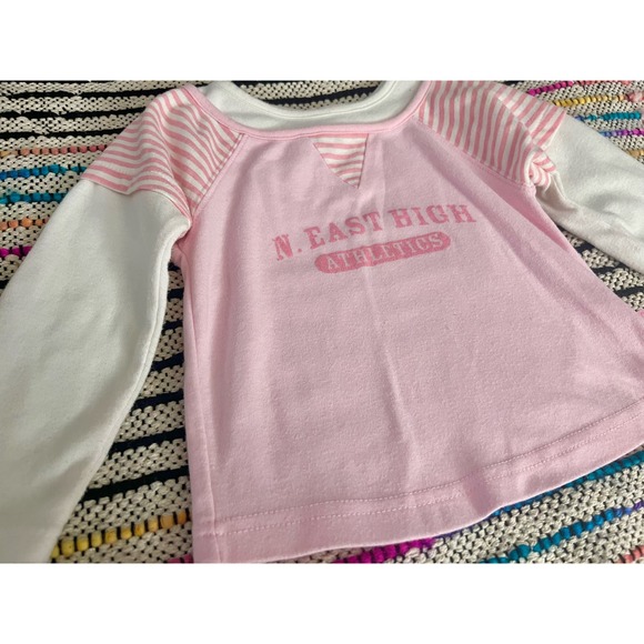 Vintage Carters Watch the Wear Long Sleeve Pink and Stripes Graphic Tee 24m - Picture 4 of 7
